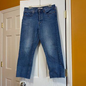 Levi's high rise wedgie straight leg cropped jeans button fly size 30